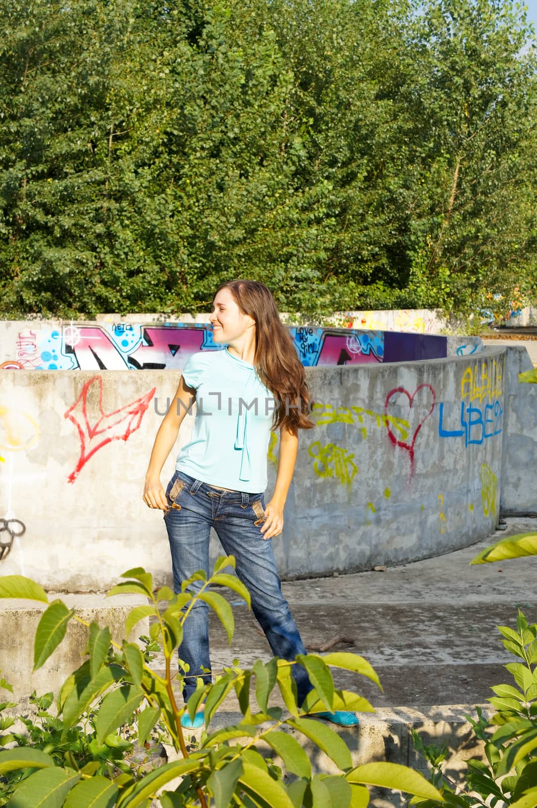 young girl on a walk