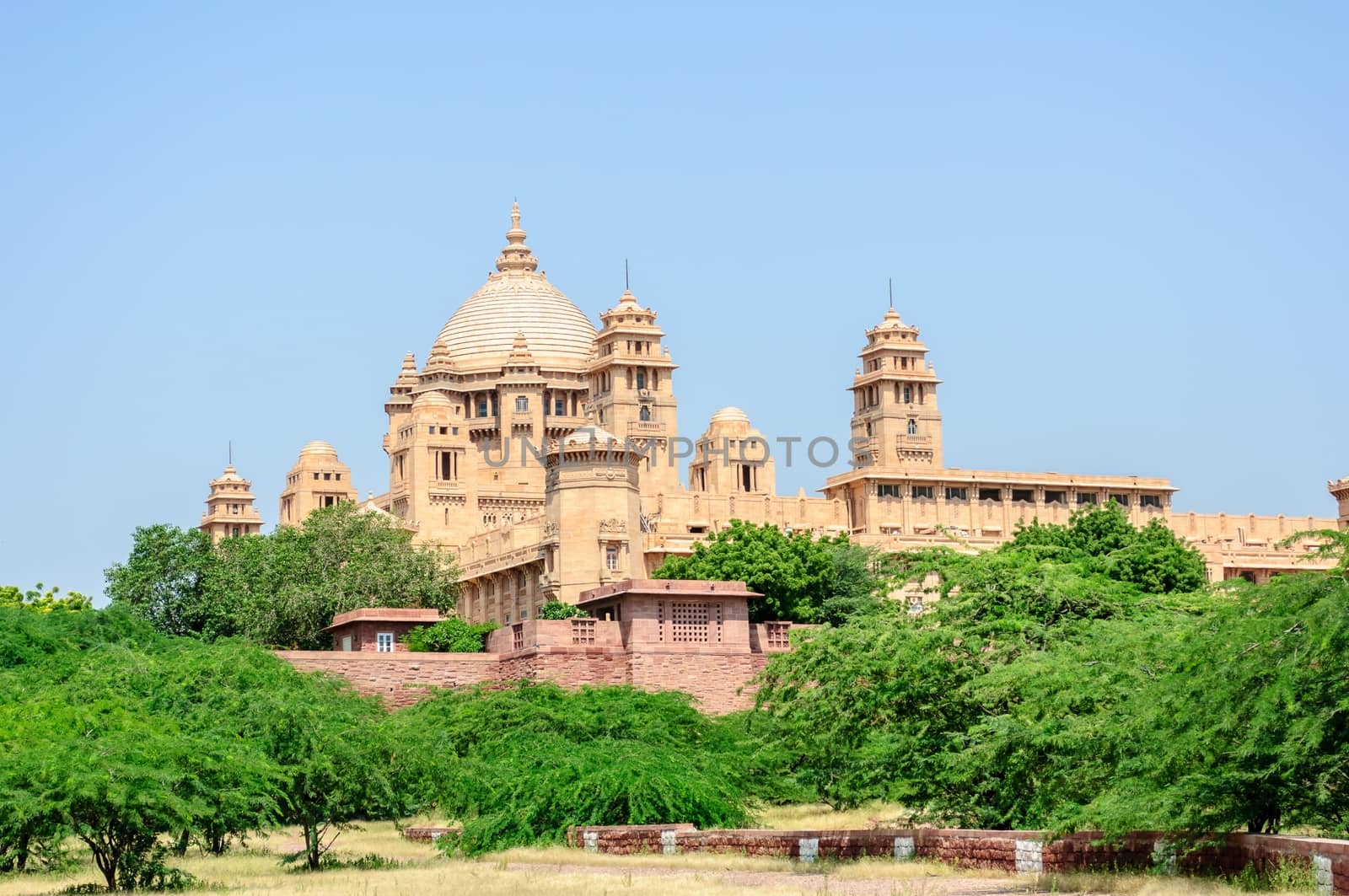 Outside view of Umaid Bhawan Palace of Jodhpur, Rajasthan, India