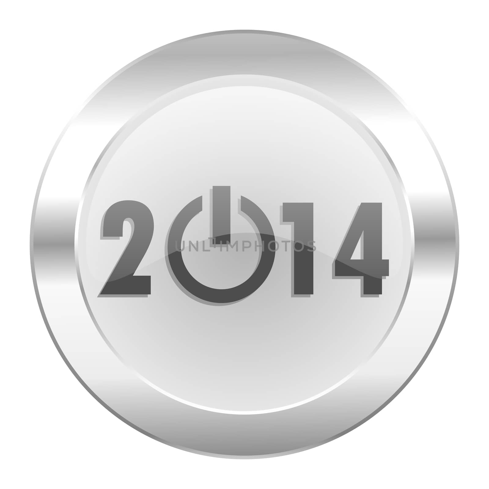 year 2014 chrome web icon isolated