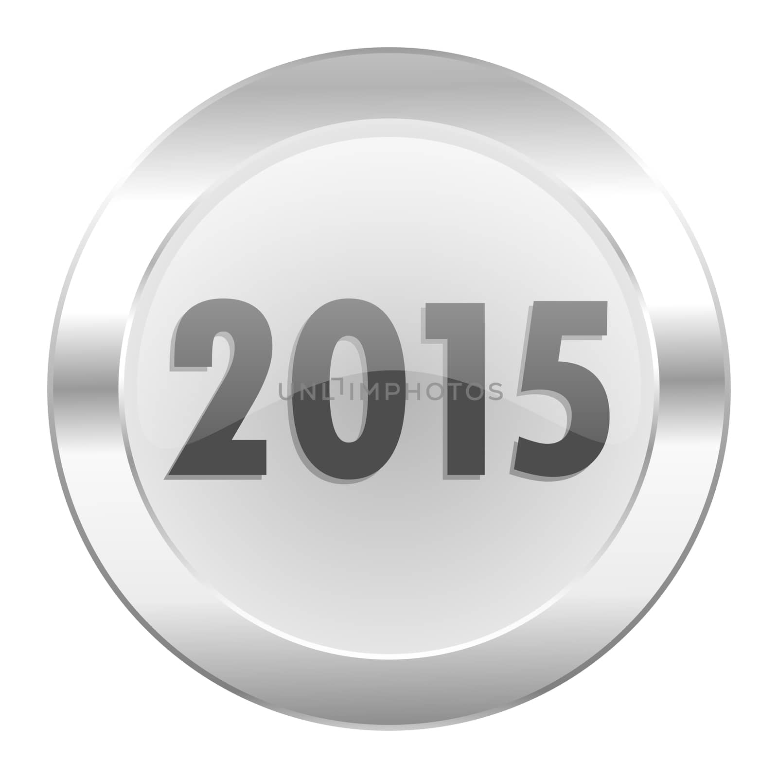 new year 2015 chrome web icon isolated