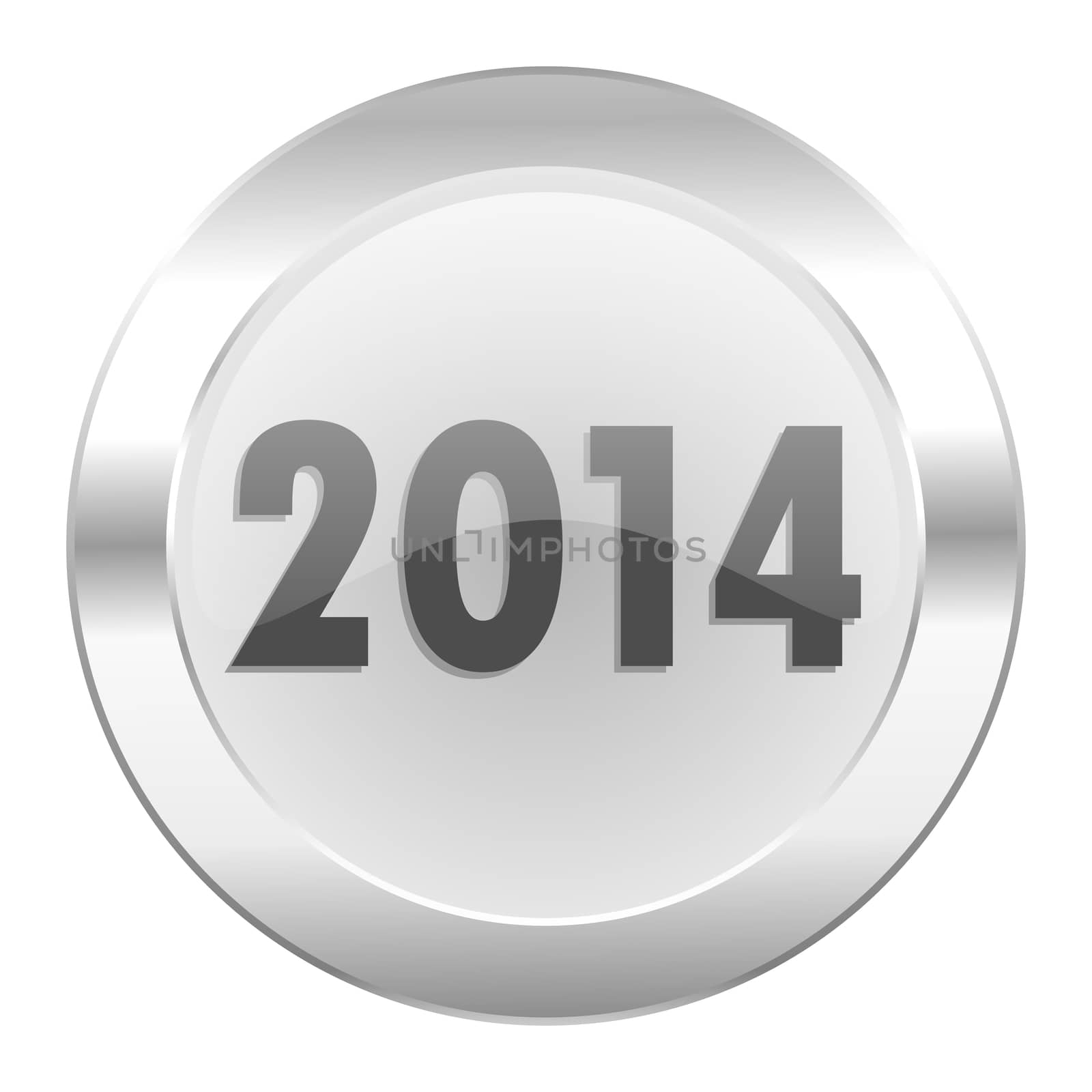 year 2014 chrome web icon isolated