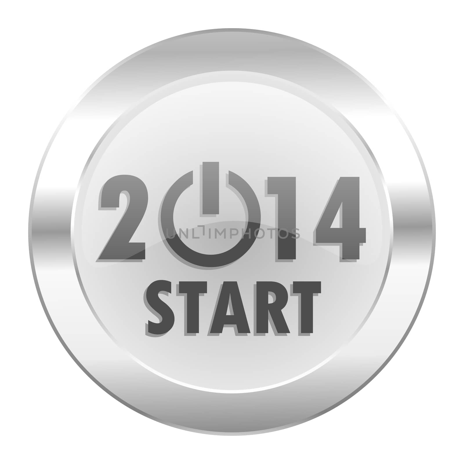 year 2014 chrome web icon isolated