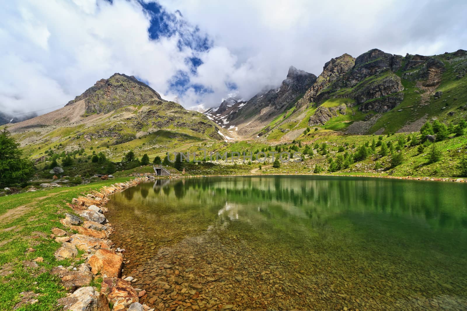 Doss dei Gembri small lake in Pejo Valley, Trentino, Italy