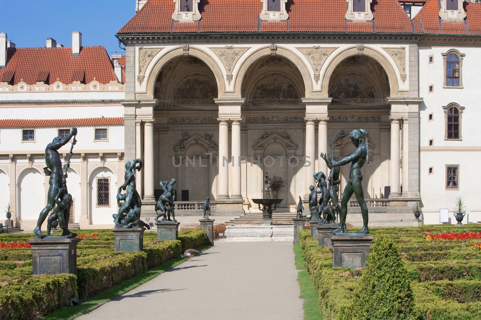 prague, czech republic - baroque wallenstein garden at mala strana