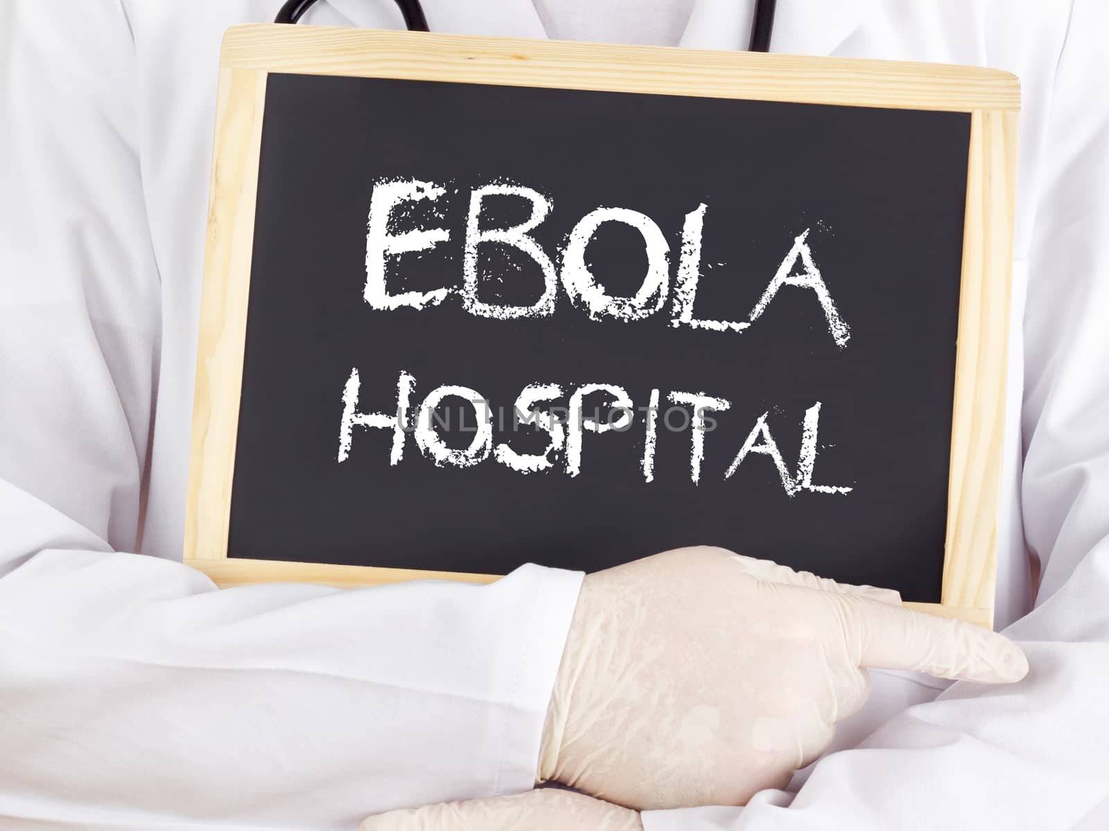 Doctor shows information: Ebola hospital by gwolters
