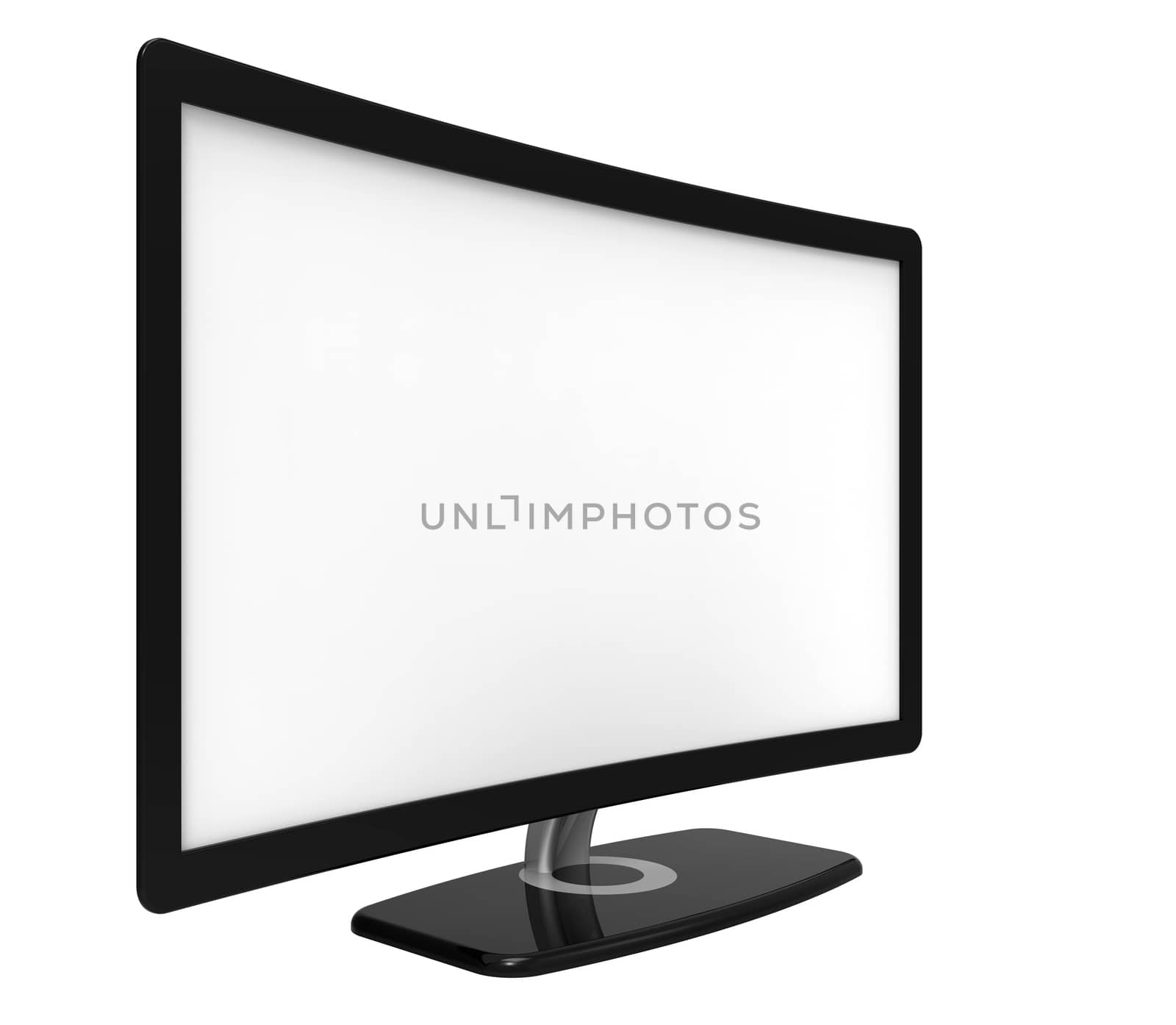 Curved tv screen, isolated on white background