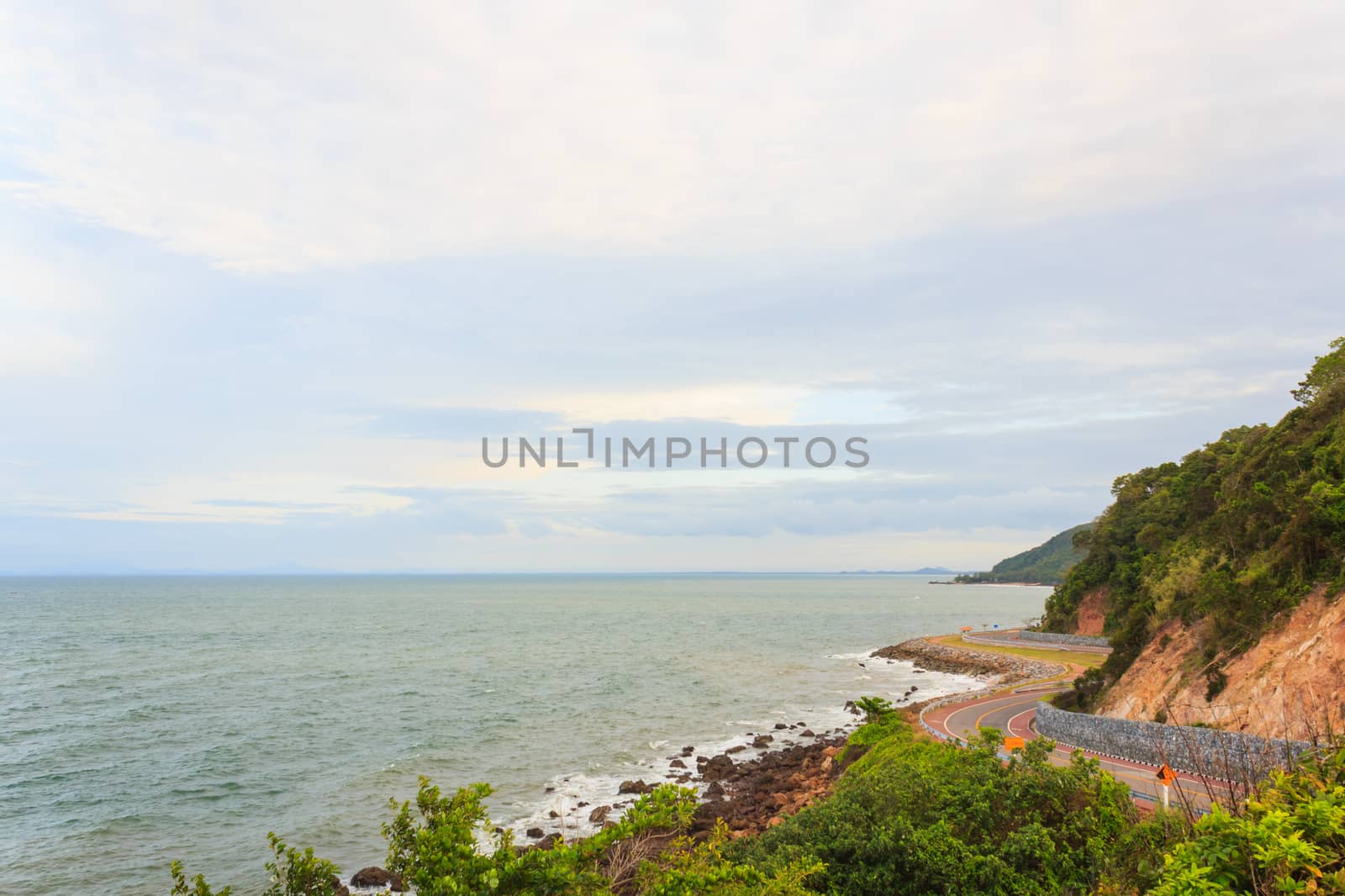 Coastal road sea at Khung Viman bay, Chanthaburi, Thailand