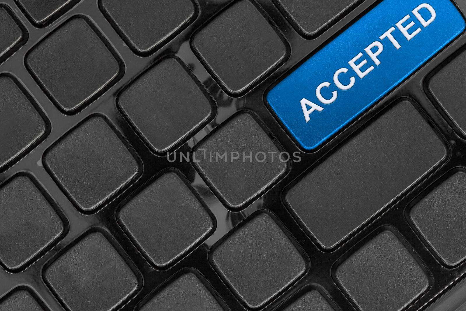 keyboard close up,top view, accepted word