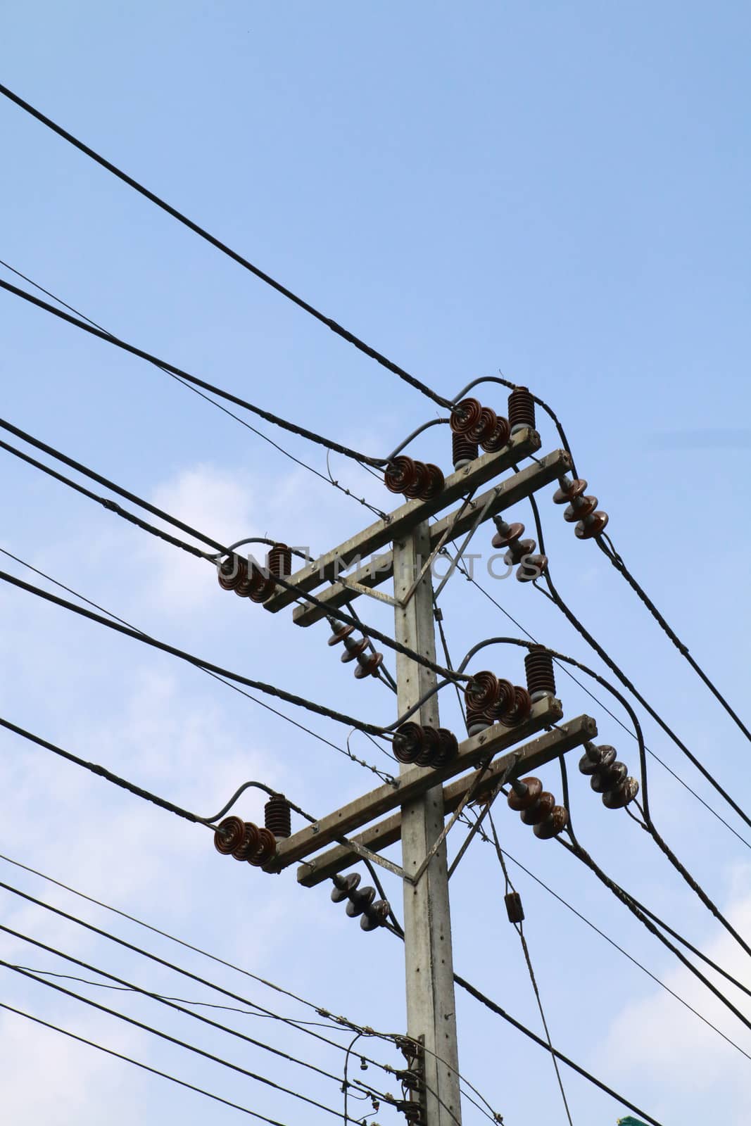 electricity post in the clear weather day.