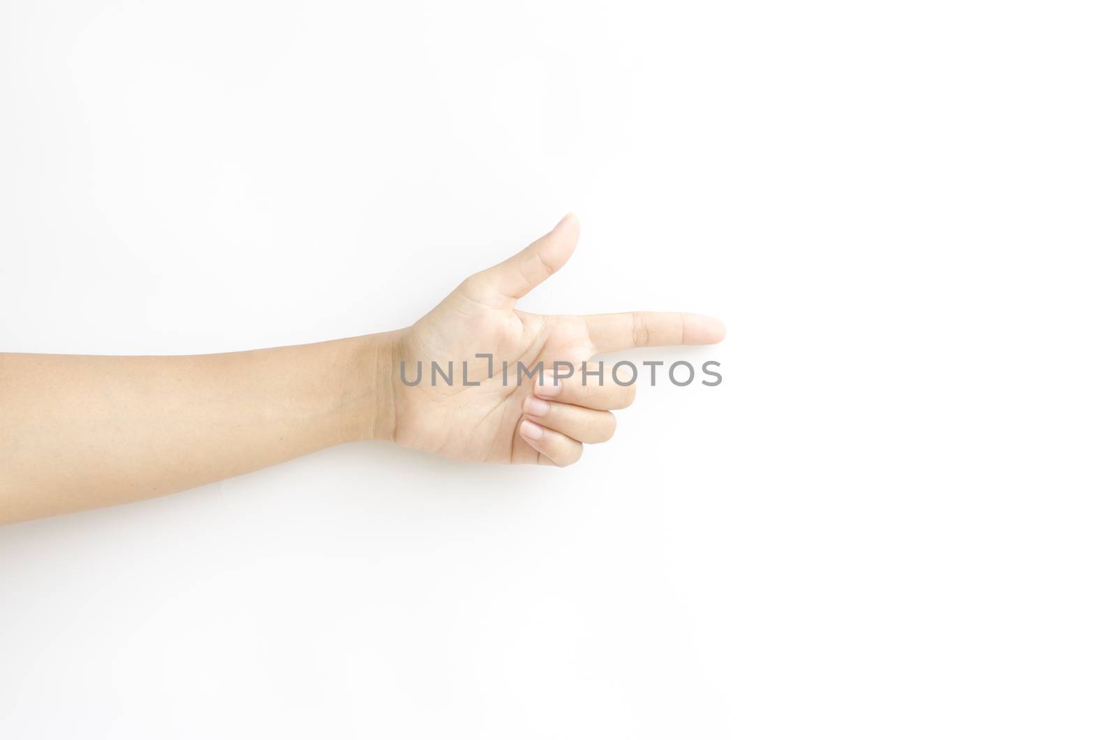 asia woman  hands hold sign on a white background