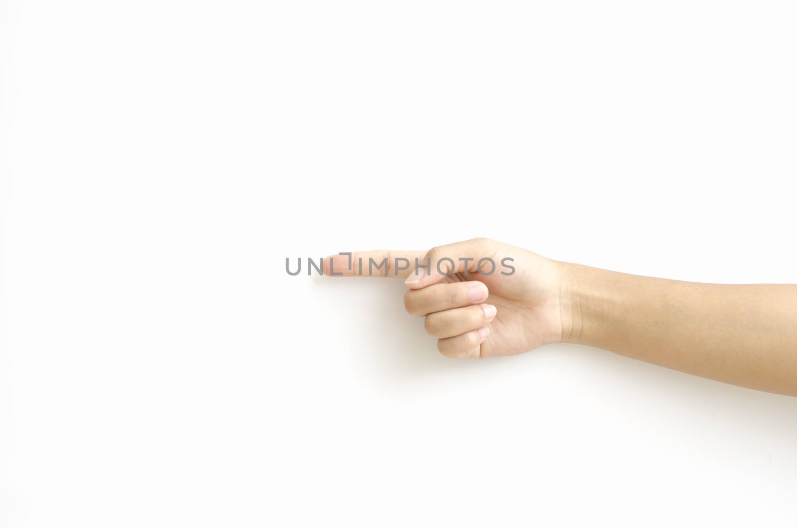 asia woman  hands hold sign on a white background