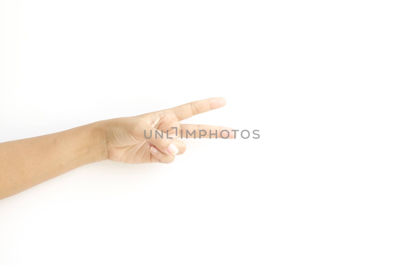 asia woman  hands hold sign on a white background