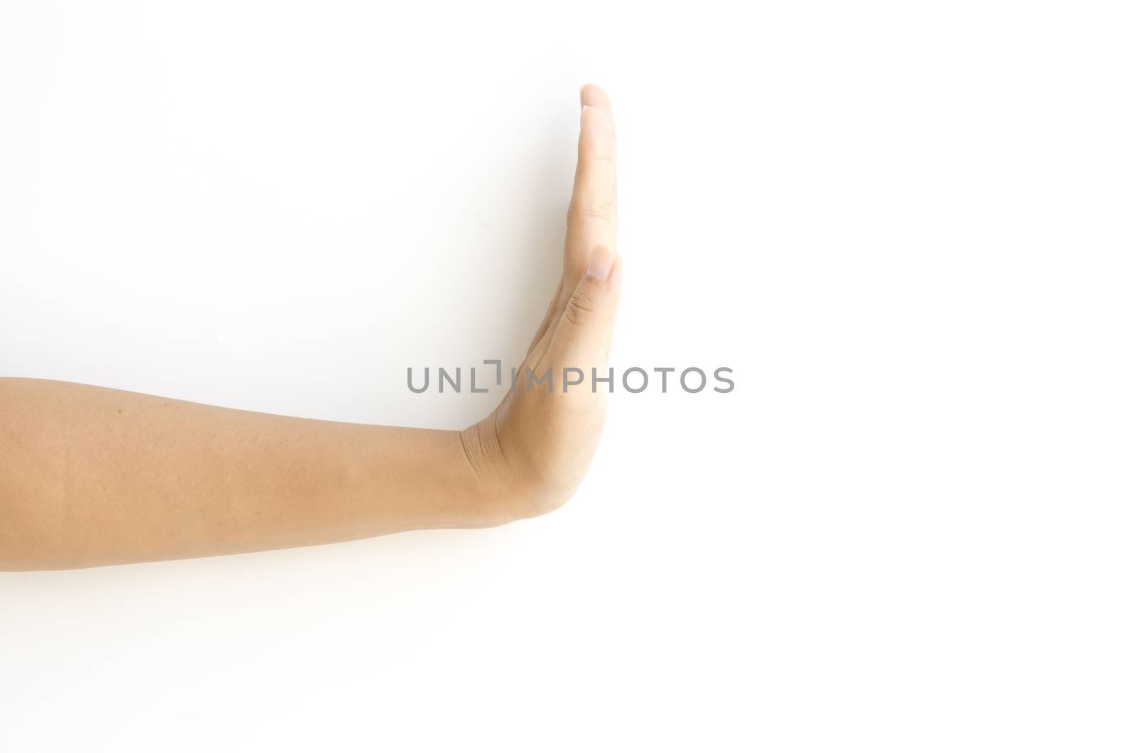 asia woman  hands hold sign on a white background