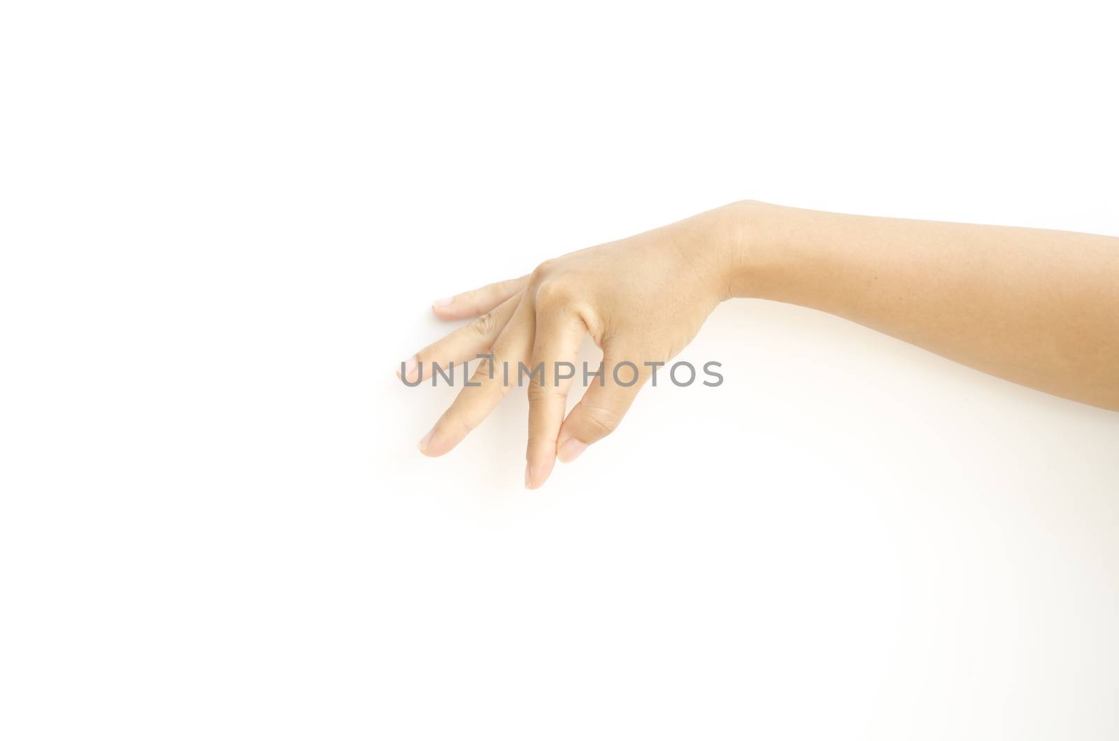 asia woman  hands hold sign on a white background