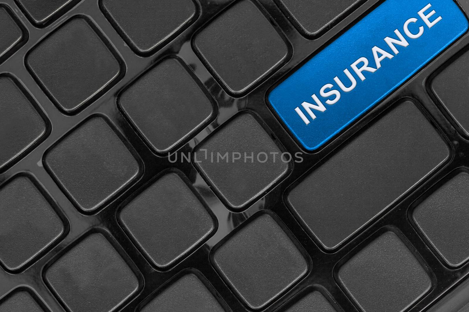 keyboard close up,top view, insurance  word