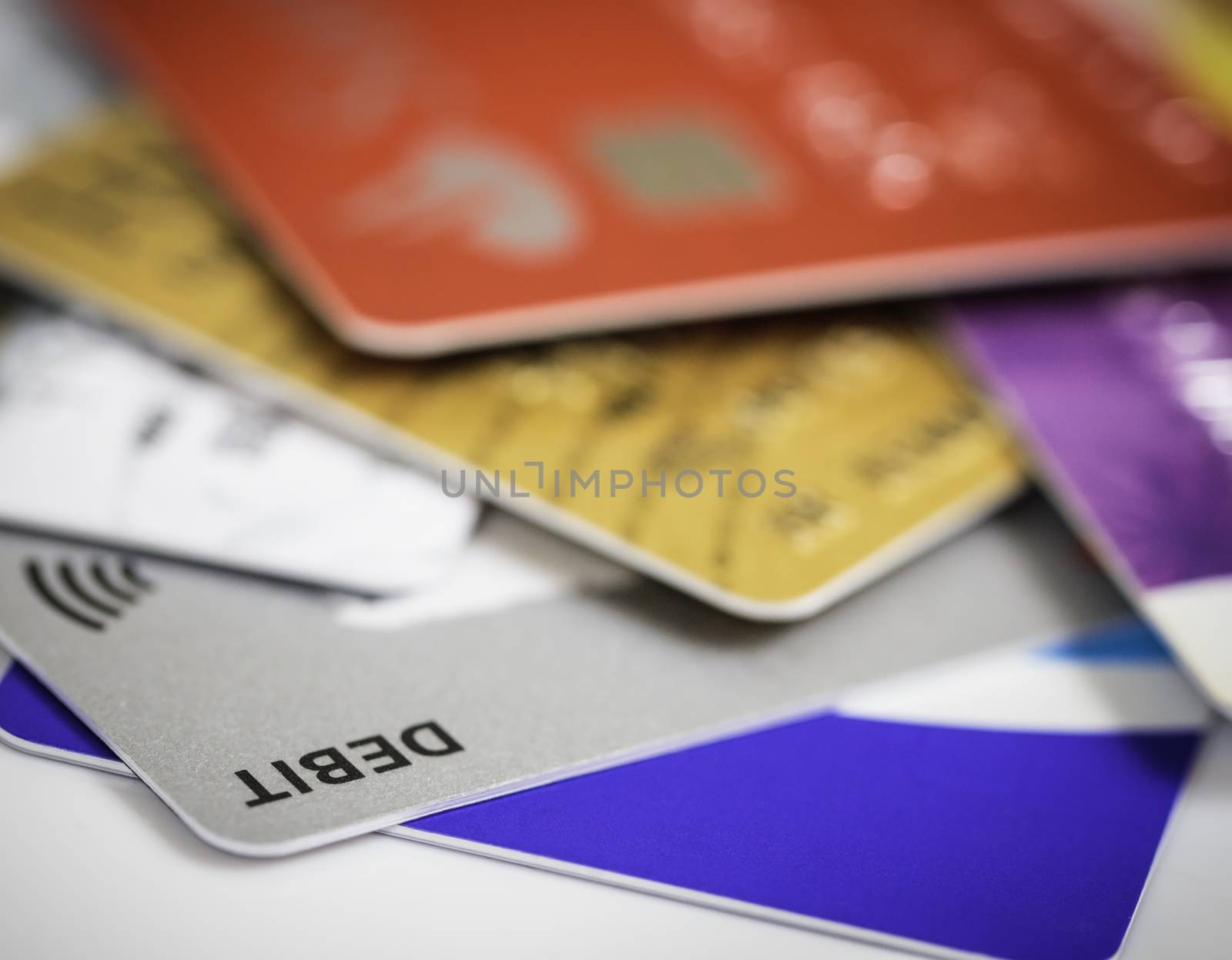 Stack of credit cards debt, loan or purchase concept
