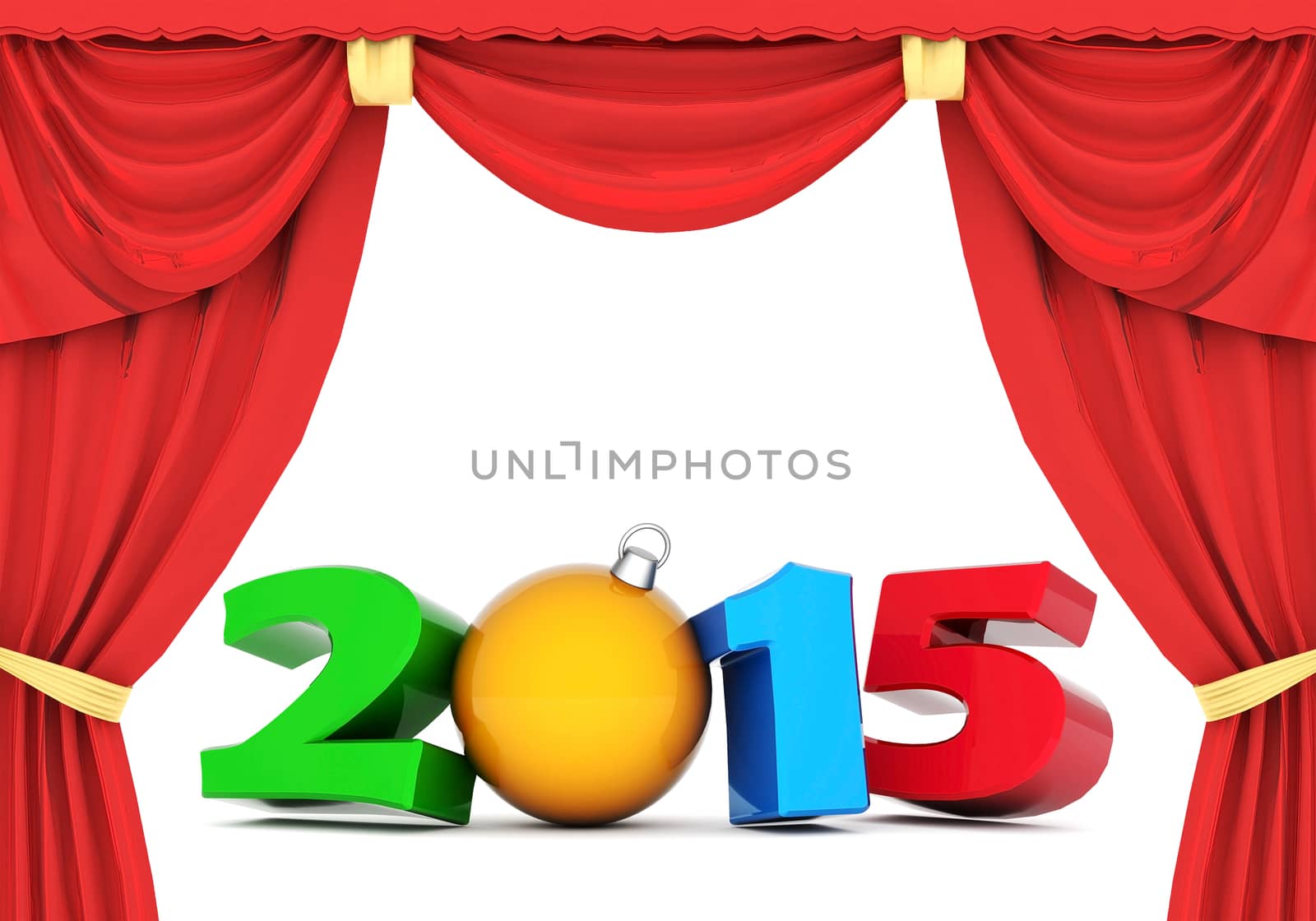 happy new year 2015 Illustrations 3d on a white background