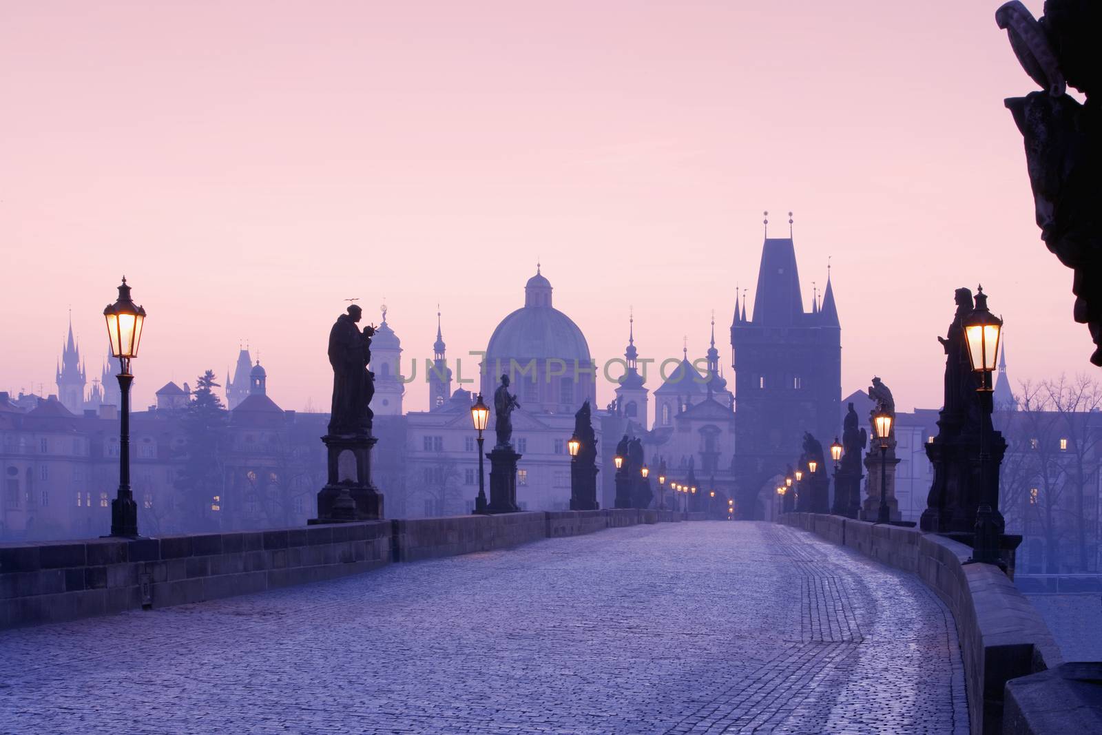 charles bridge, towers of the old town by courtyardpix