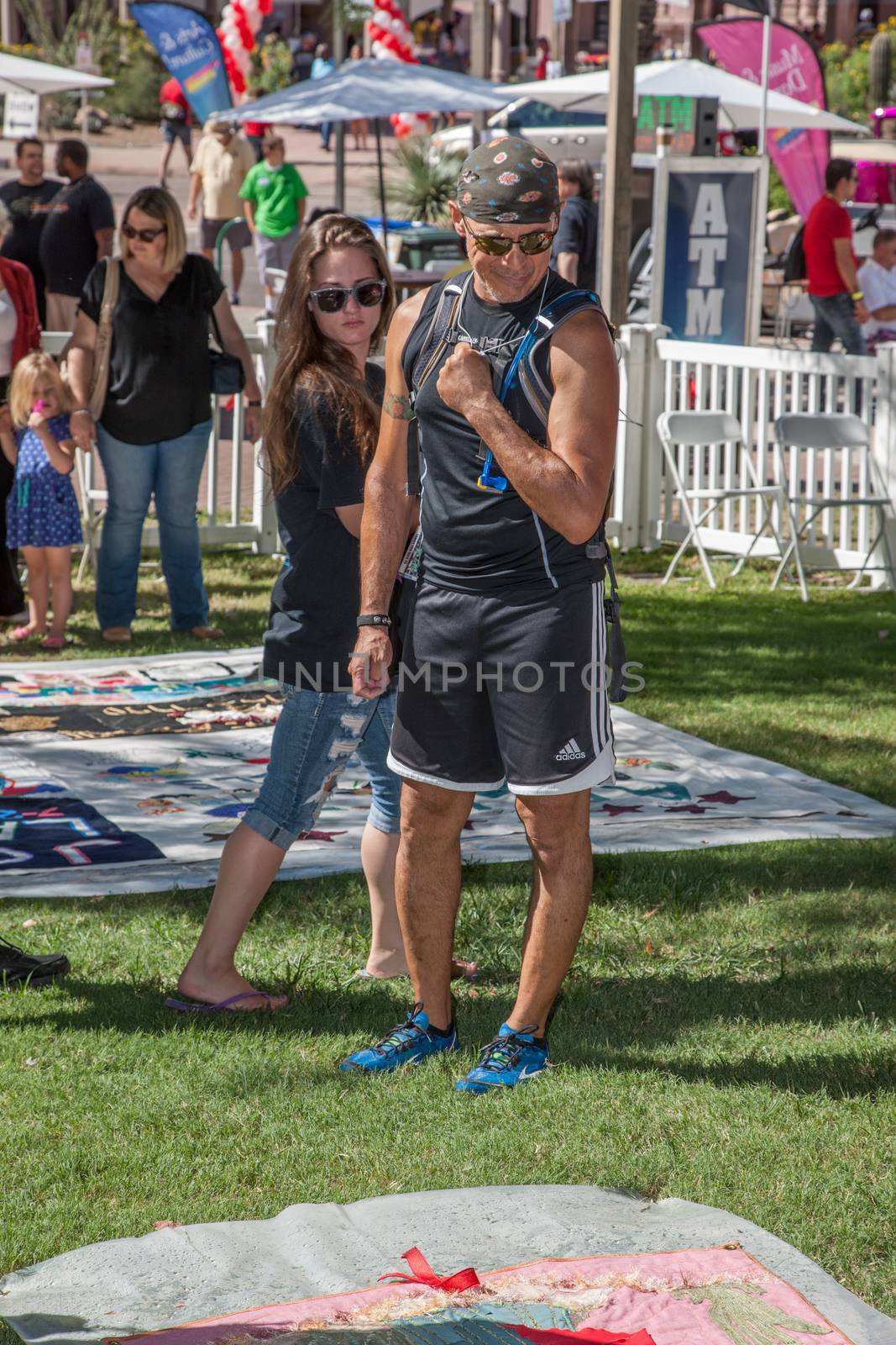 TUCSON, AZ/USA - OCTOBER 12:  Unidentified people view section of AIDS quilt on October 12, 2014 in Tucson, Arizona, USA.