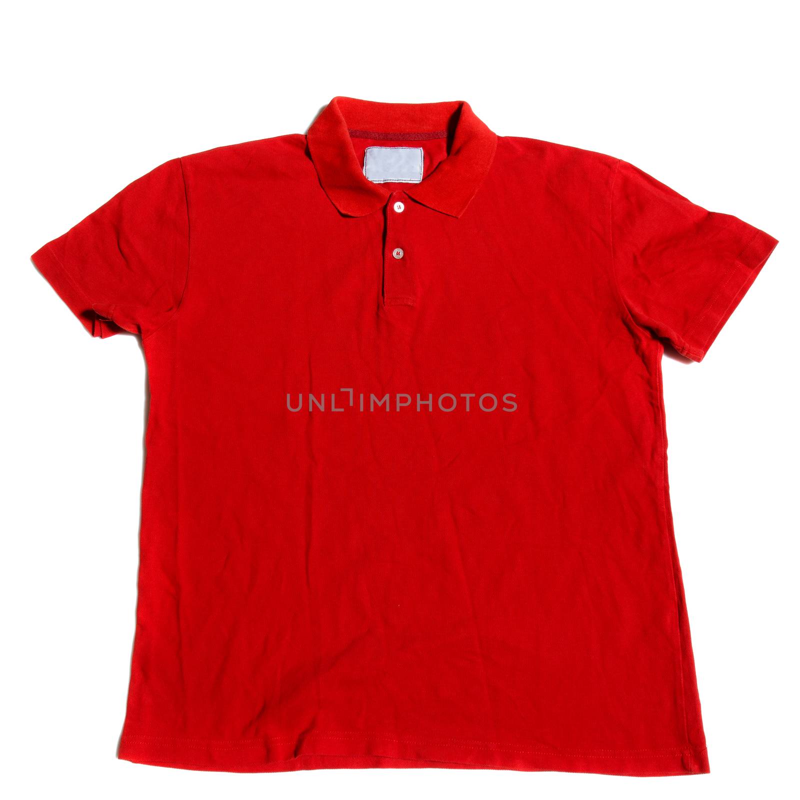 Red polo shirt on a white background