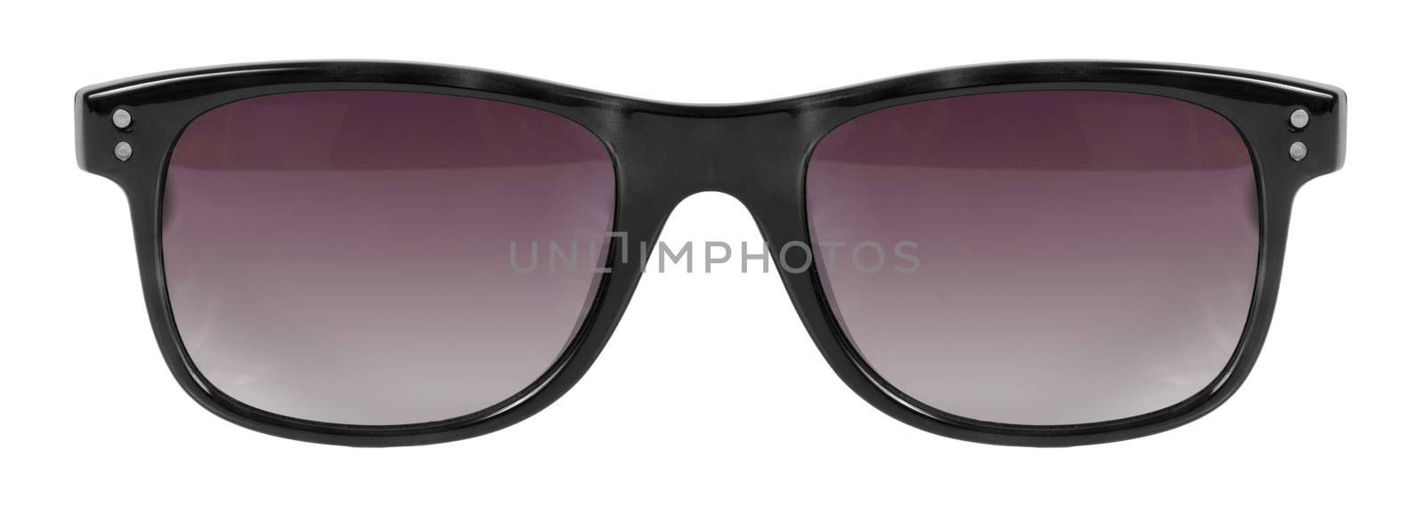 Sunglasses black frame and red color lens isolated against a clean white background nobody