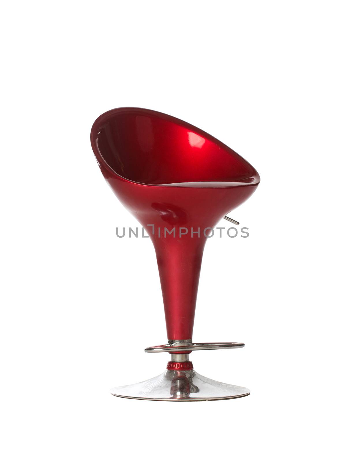 Modern chair in metal on white background, isolated on white