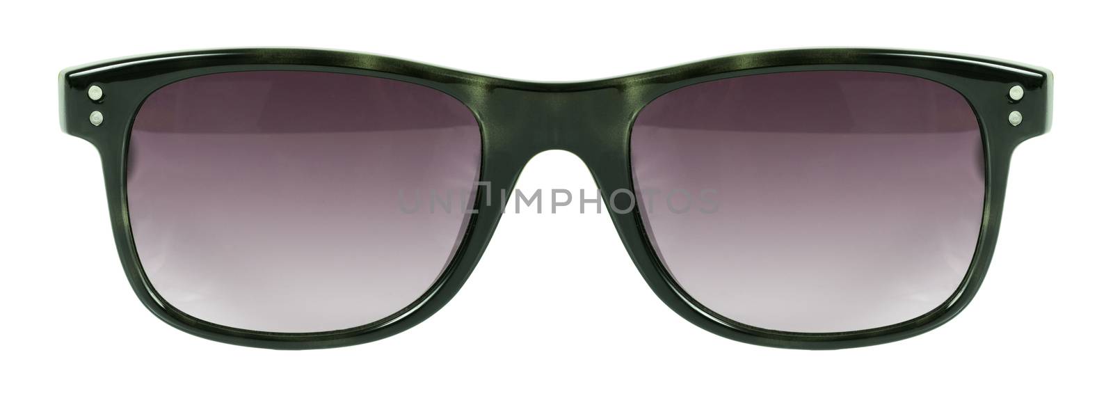 Sunglasses green frame and red color lens isolated against a cle by keneaster