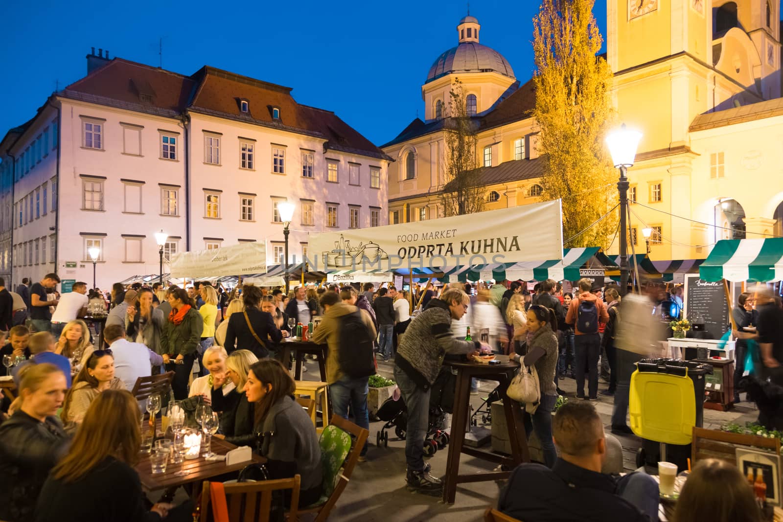 Ljubljana, Slovenia - October 10: Open kitchen is a unique food market in Ljubljana, an award winning urban touristic project. Shot on October 10th, 2014, Ljubljana, Slovenia. 