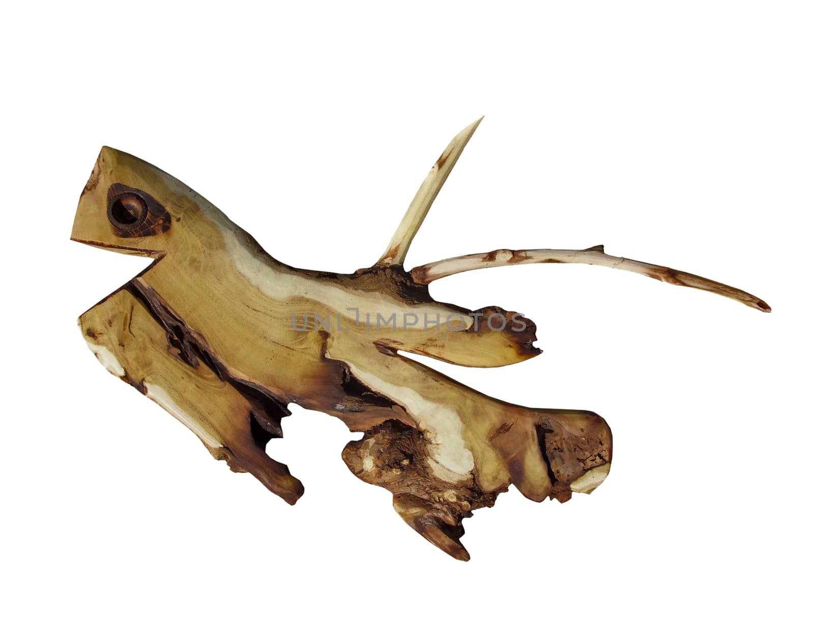 Wooden fish on white background