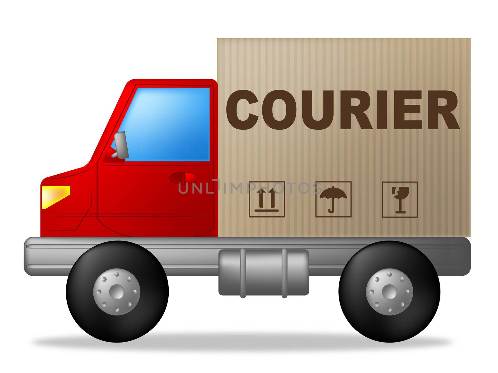 Courier Truck Showing Sending Deliver And Delivery