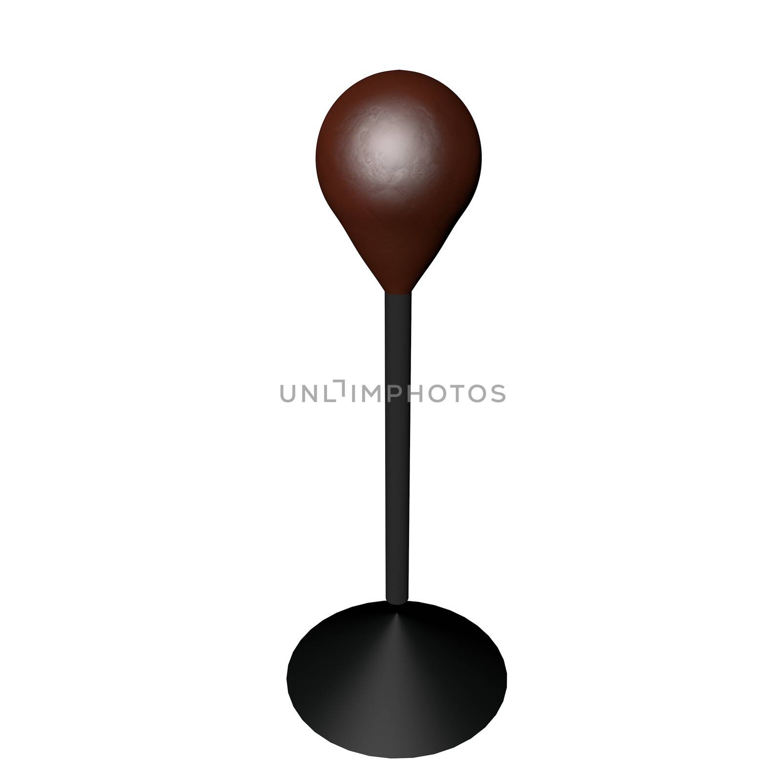 Punching ball over standing, 3d render, square image, isolated over white