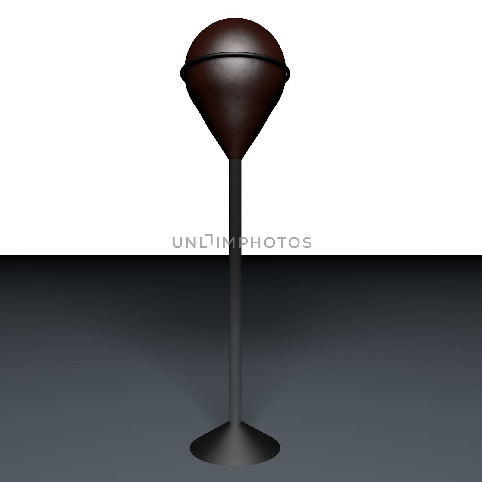 Punching ball over standing, 3d render, square image