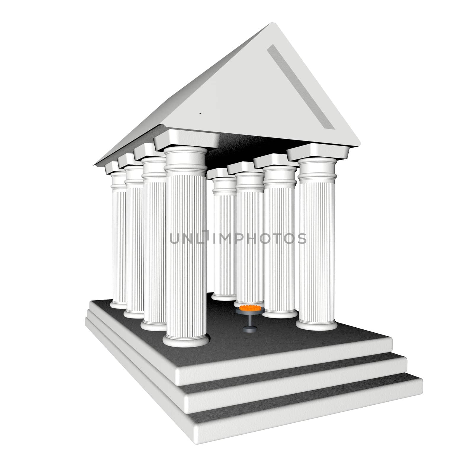White Greek temple isolated over white, 3d render