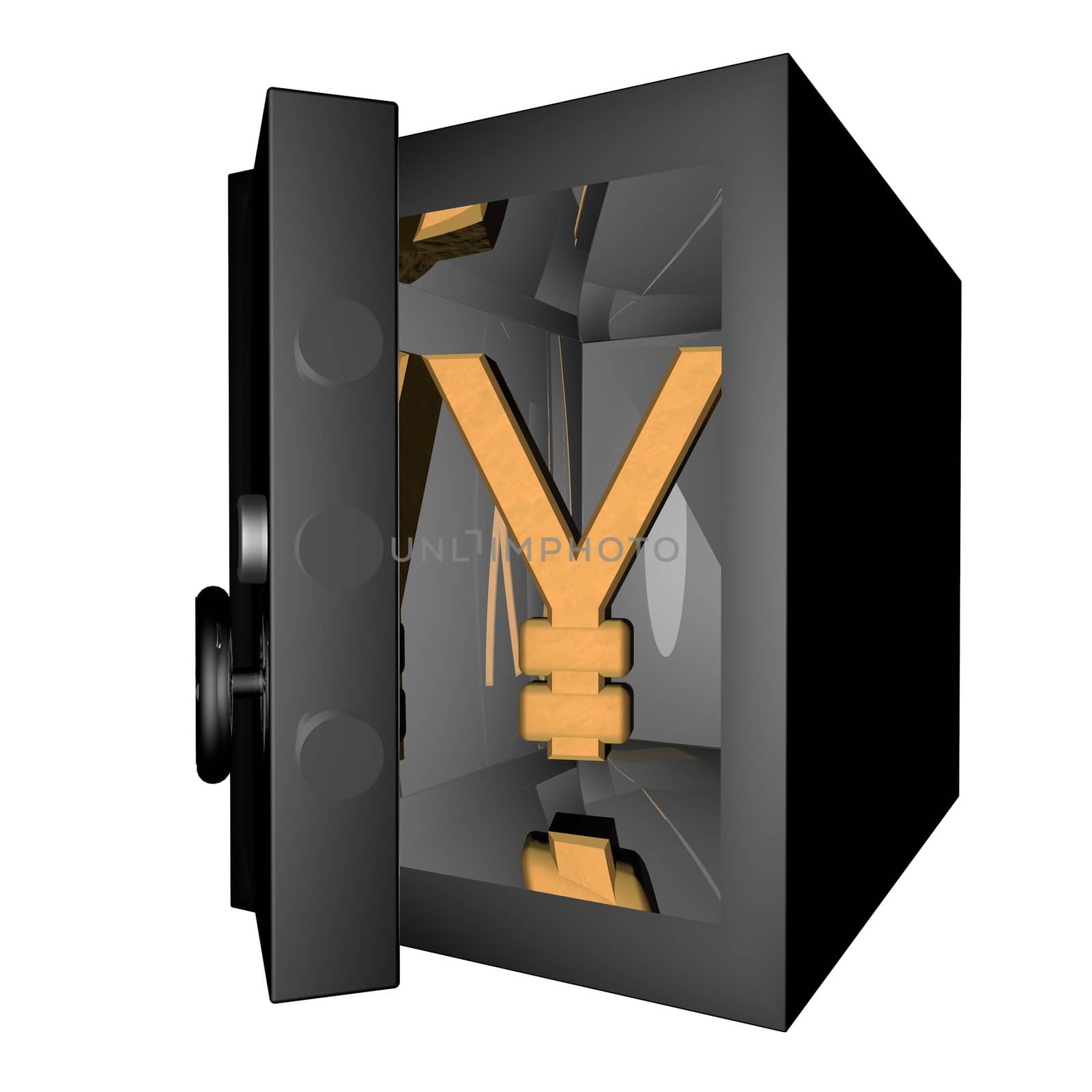 Vault with Yen symbol inside, 3d render