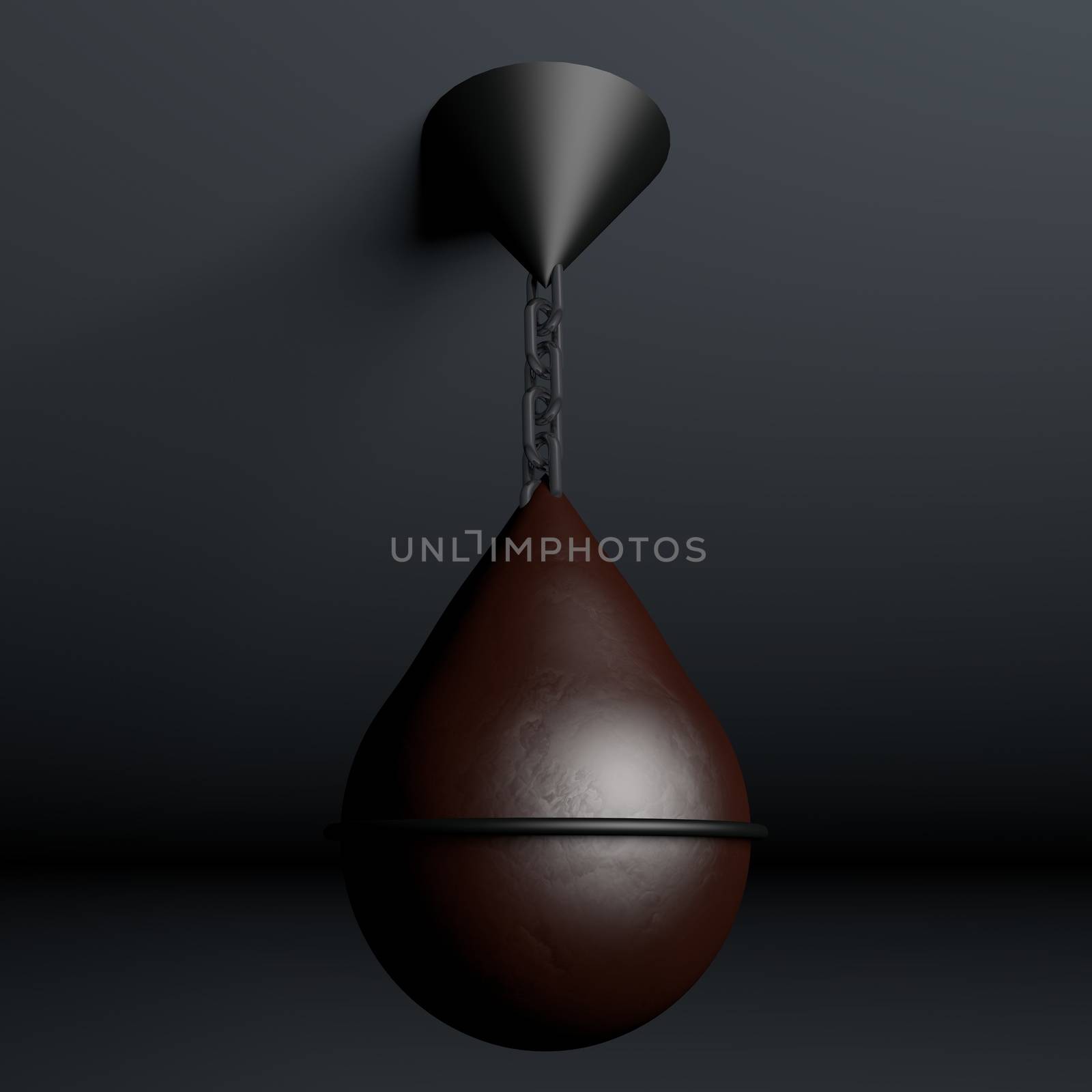Punching ball pending from ceiling, 3d render