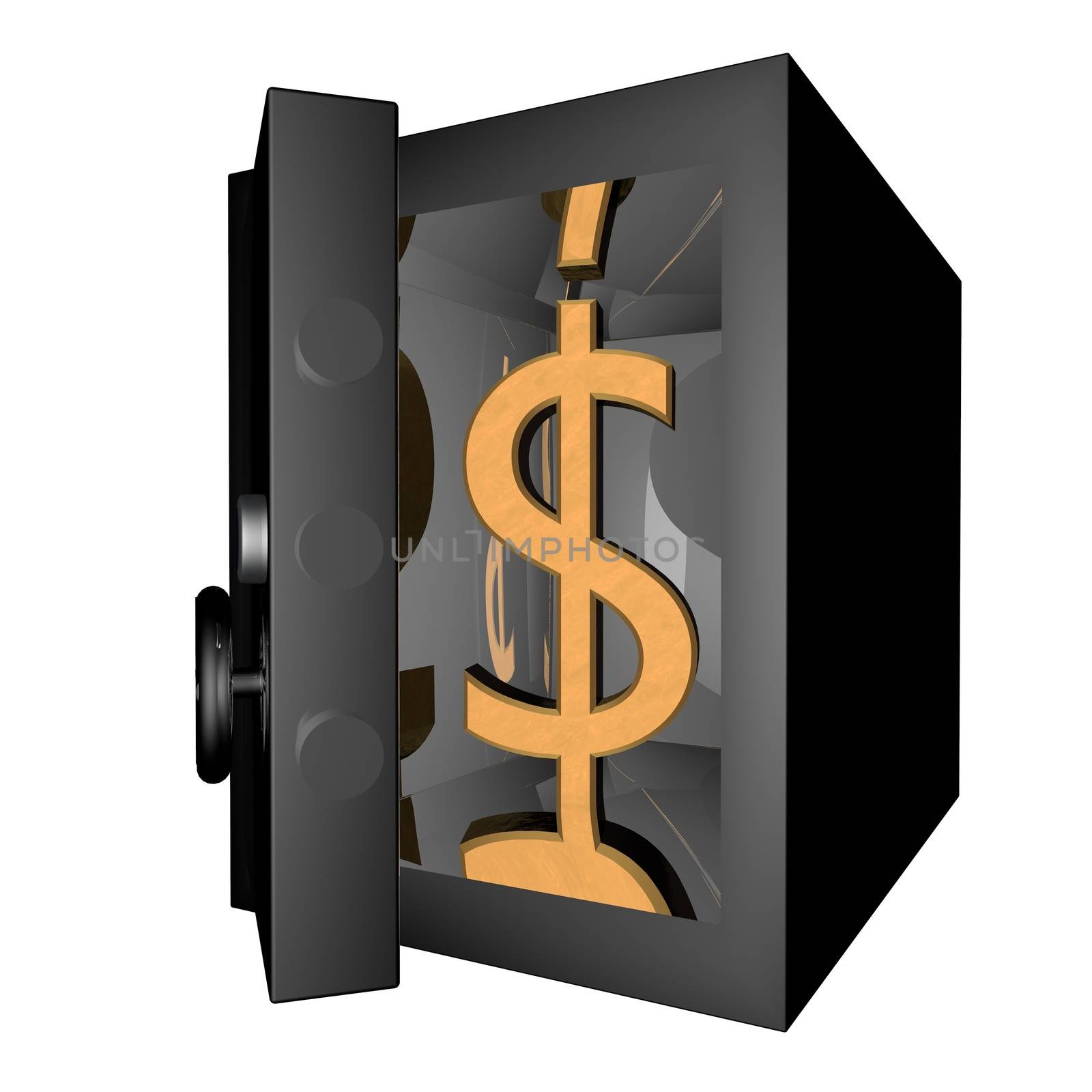 Vault with Dollar symbol inside, 3d render