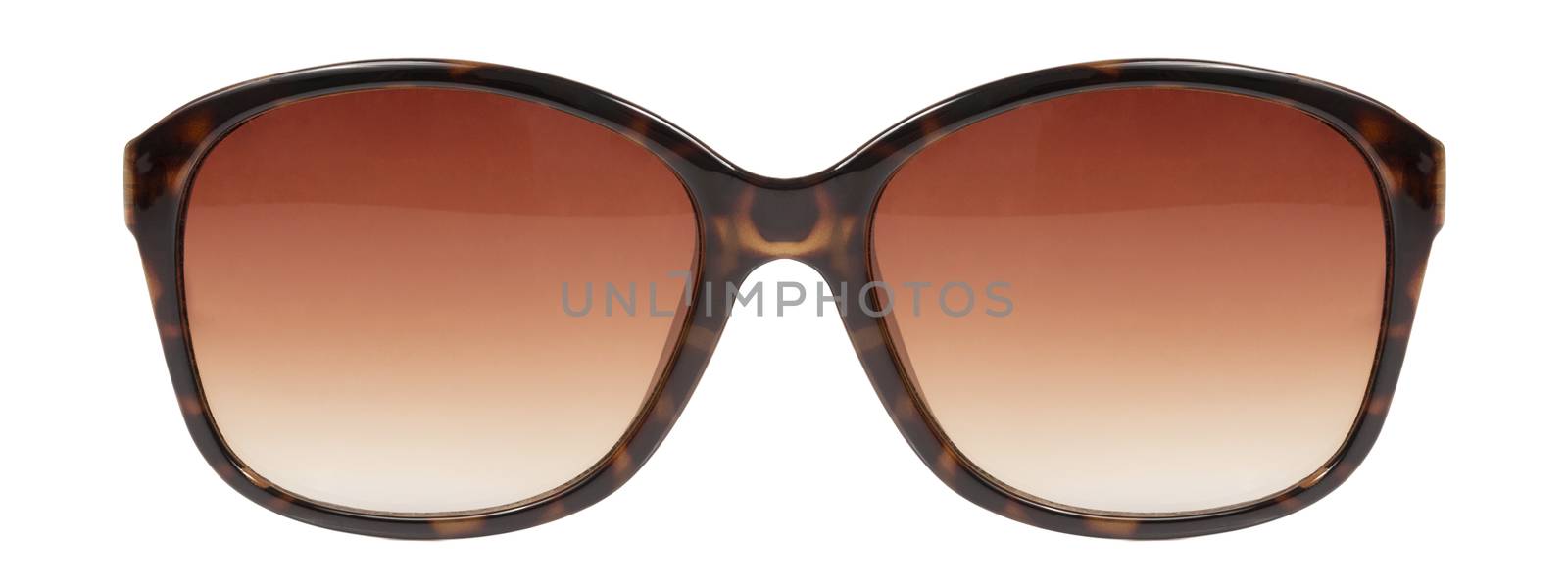 Sunglasses large brown tortois shell frame red lens color isolated against a clean white background nobody