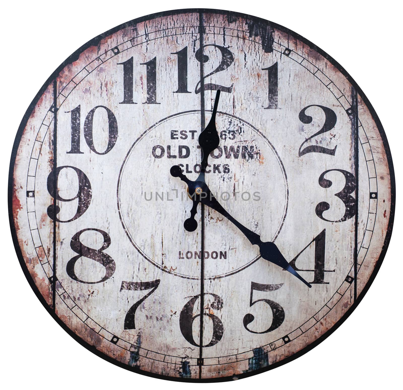 Vintage clock isolated on white background