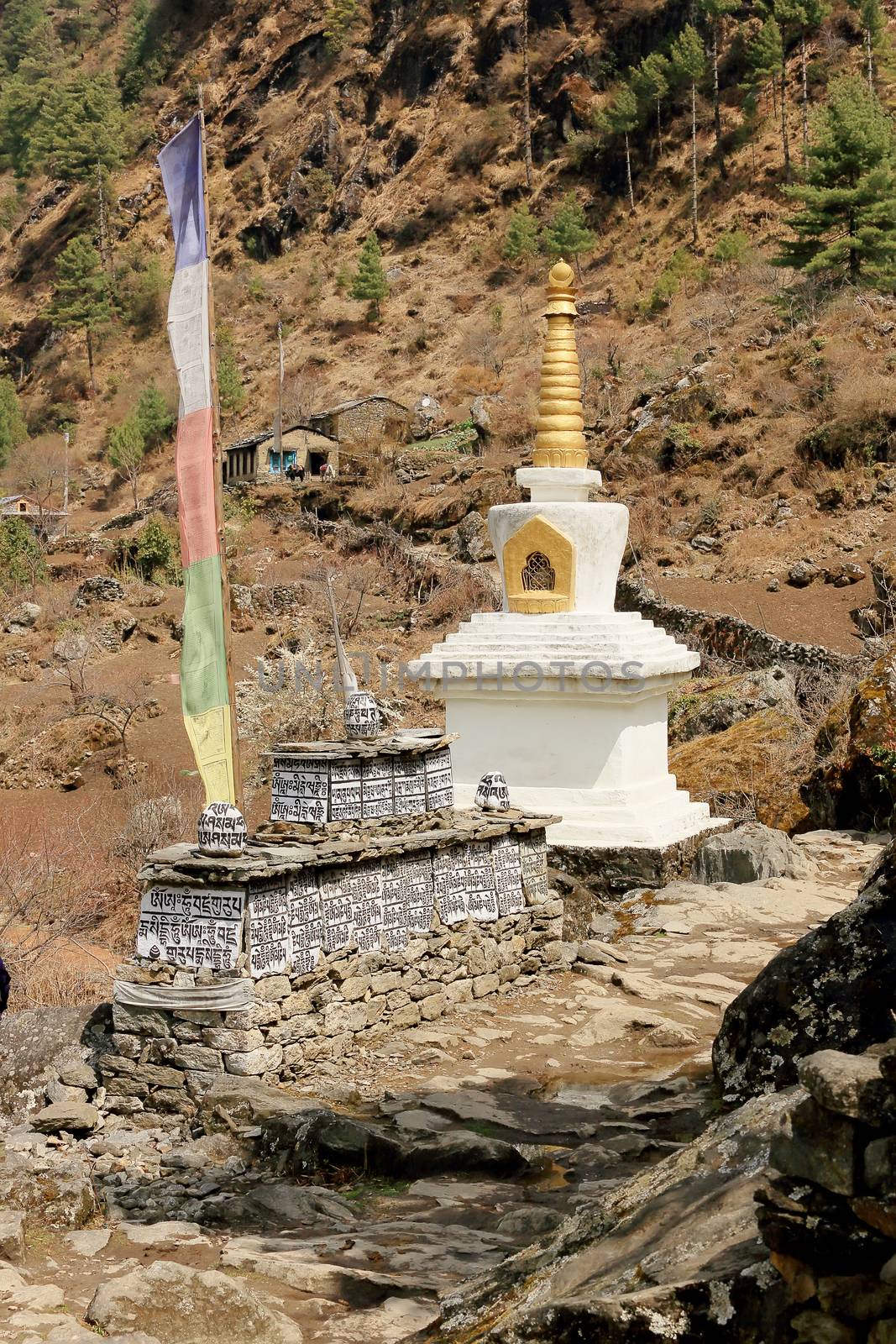 Buddhist stupa in Everest region, Nepal.