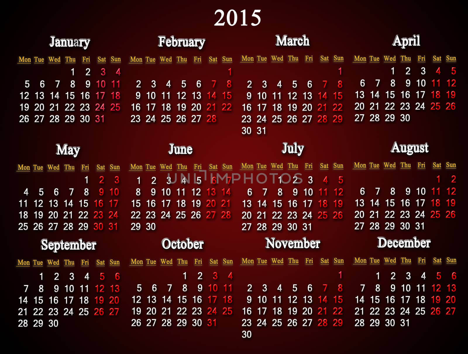 beautiful claret calendar on next  2015 year