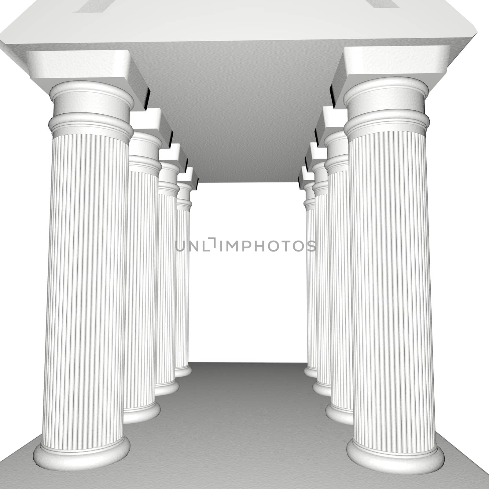 Greek Temple isolated over white, 3d render