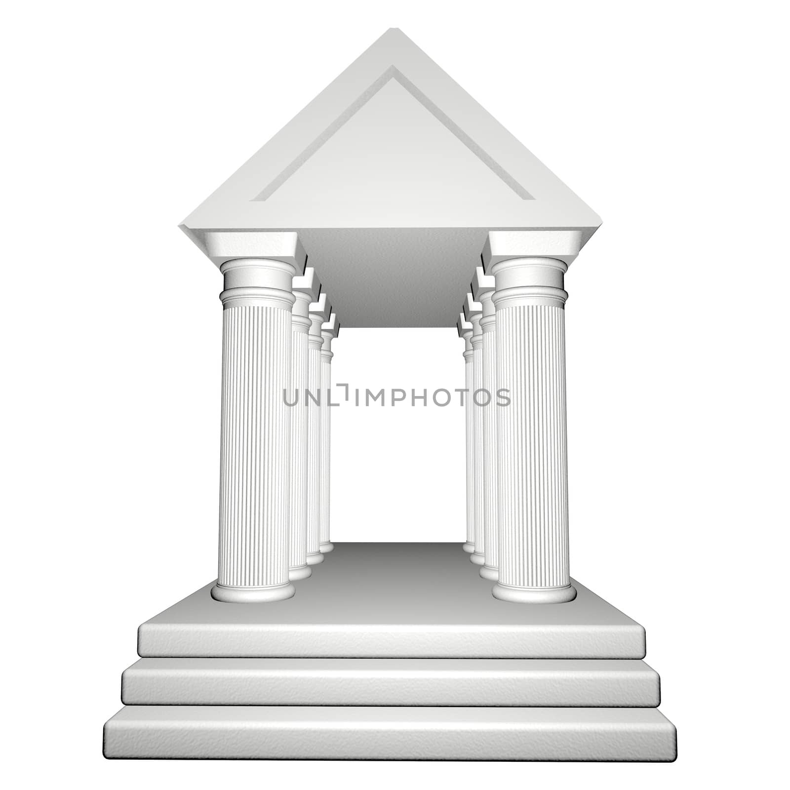 Greek Temple isolated over white, 3d render