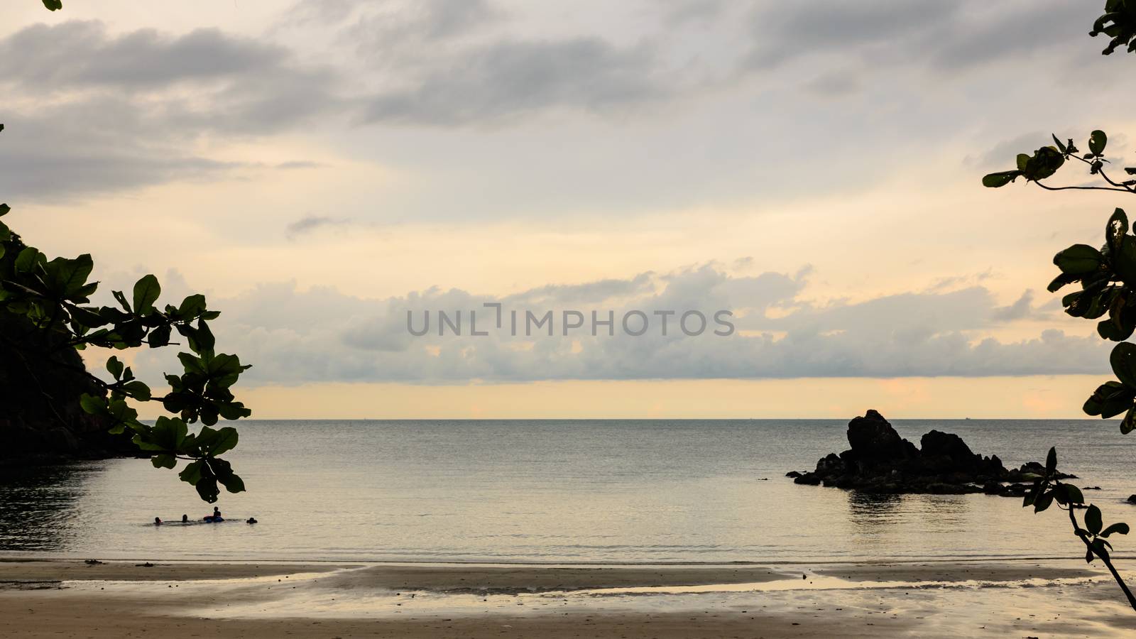 Bo Thong Lang at Bang Saphan beautiful small bay in the evening coast of Thailand