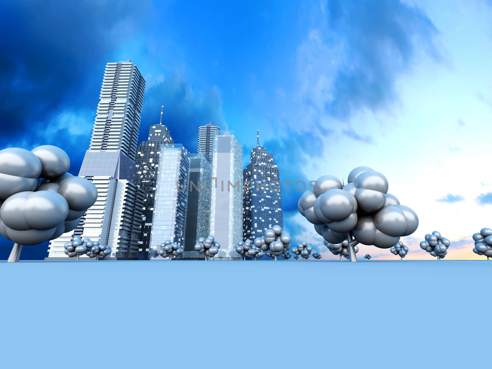 A abstract urban city. 3D rendered Illustration.