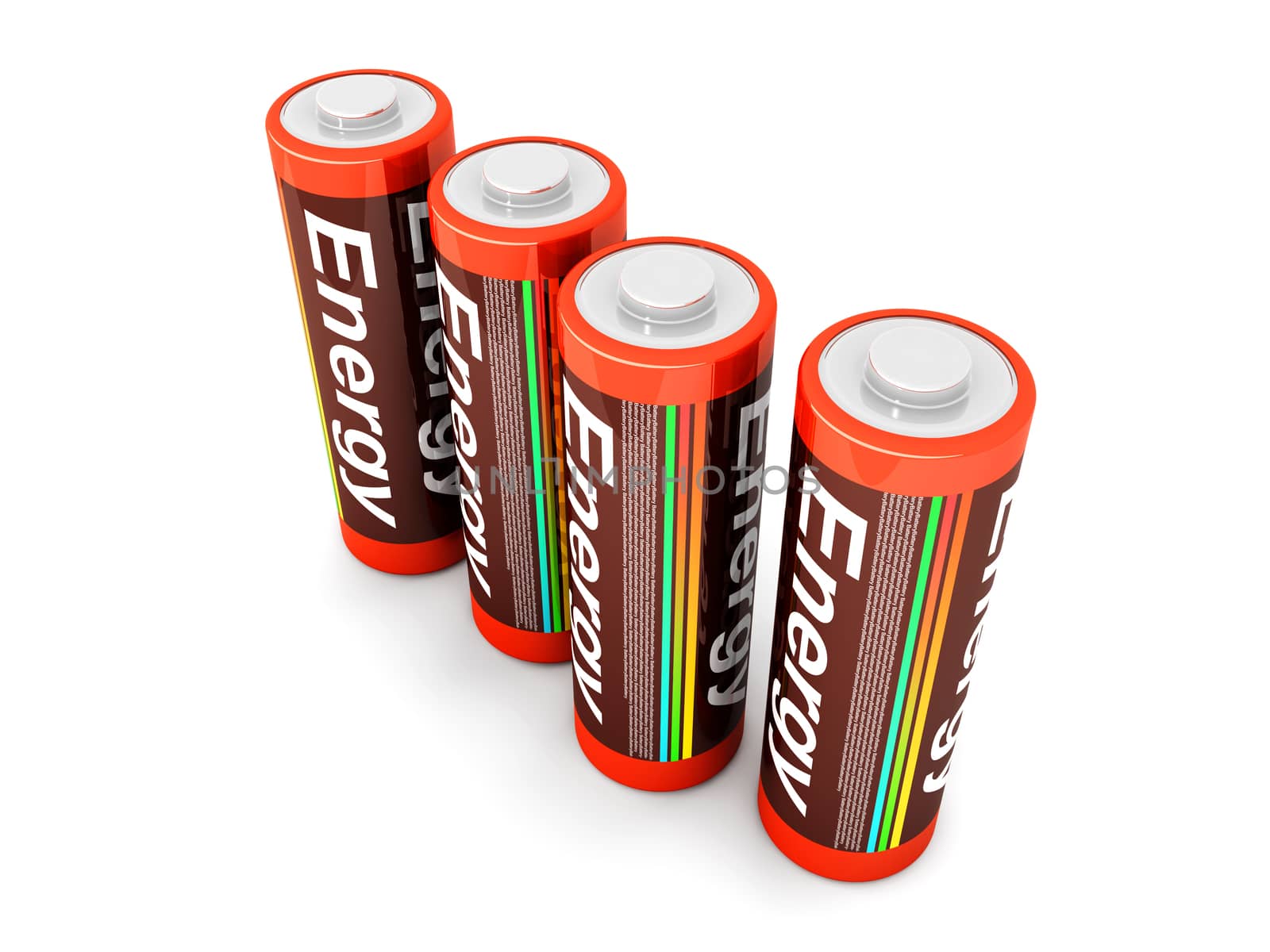 3D rendered Illustration. Isolated on white. AA Batteries.