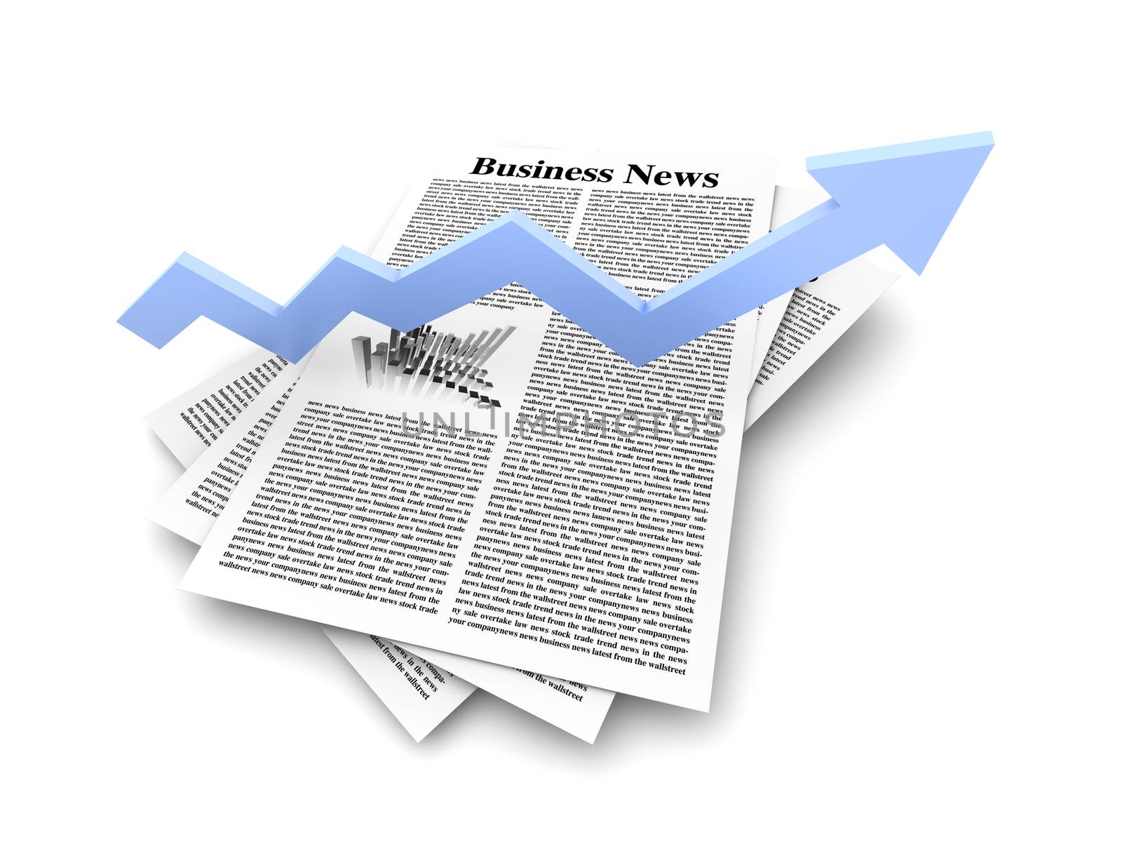 Looking for the latest business news. 3d rendered Illustration. Isolated on white.