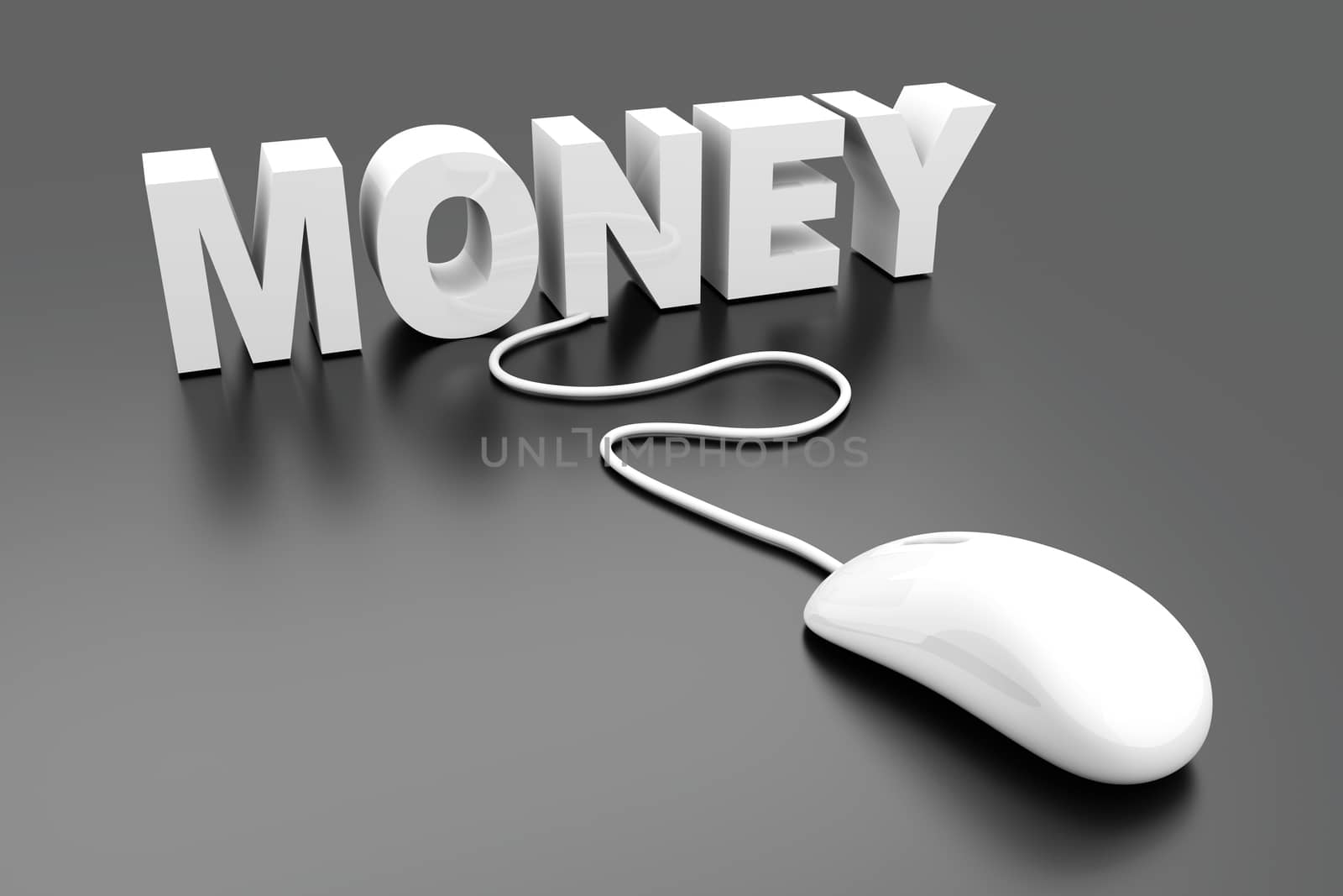 Money online. 3D rendered Illustration. 