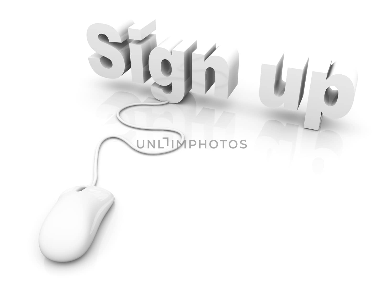 Sign up. 3D rendered Illustration. Isolated on white.