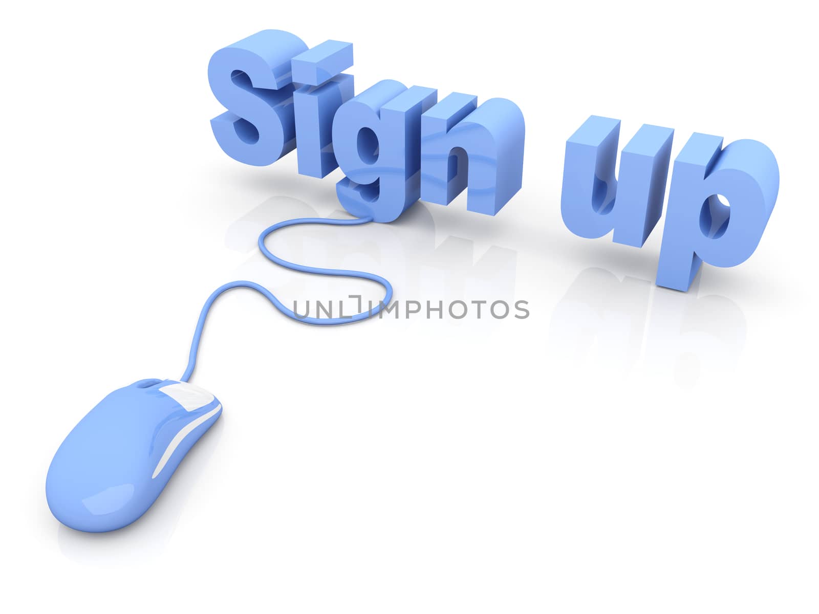 Sign up. 3D rendered Illustration. Isolated on white.