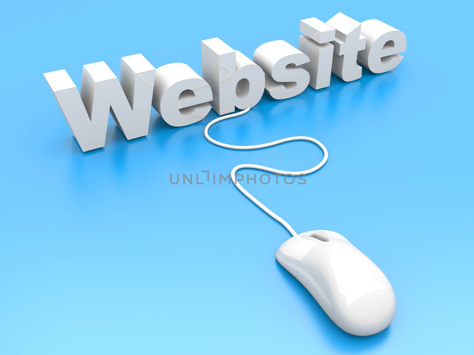 Website click. 3D rendered Illustration. Isolated on white.